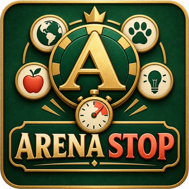 Arte do Arena Stop com categorias e letra sorteada