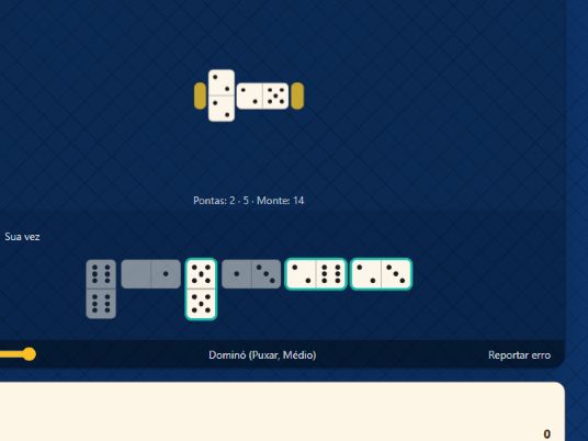 Tela do jogo domino na Arena Clássica